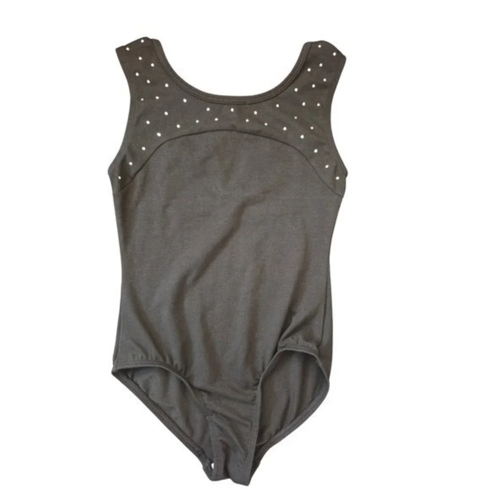 More Than Magic Girl's Dance Black Silver Studded Bodysuit Size L 10/12
